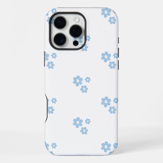 繊細な青い花のシームレスな花柄 iPhoneケース (裏面)