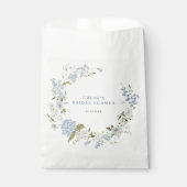 繊細な青い花のリース ブライダルシャワー フェイバーバッグ (正面)