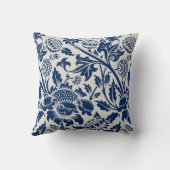 繊細な青い花の模様が明るい背景に クッション (裏面)