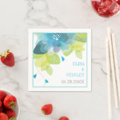 繊細な青い花フローラ春の結婚式 スタンダードカクテルナプキン (インサイチュ)