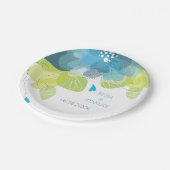 繊細な青い花フローラ春の結婚式 ペーパープレート (アングル)