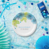 繊細な青い花フローラ春の結婚式 ペーパープレート (パーティー)