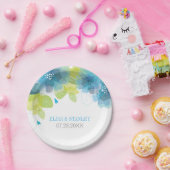 繊細な青い花フローラ春の結婚式 ペーパープレート (パーティー)