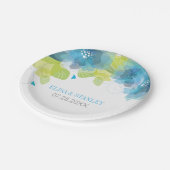 繊細な青い花フローラ春の結婚式 ペーパープレート (アングル)