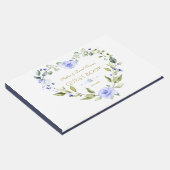 繊細な青い花リースネイビーブルー結婚ズ ゲストブック (コーナー)