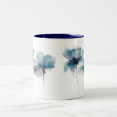 繊細な青い花二色マグカップ ツートーンマグカップ (中央)