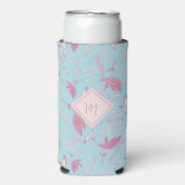 繊細な青い花模様と弓 スリム缶クーラー (Seltzer正面)