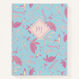 繊細な青い花模様と弓 ノートブック