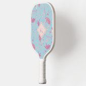 繊細な青い花模様と弓 ピックルボールラケット (左)