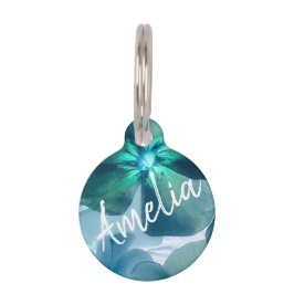 繊細な青い花 ペット　ネームタグ