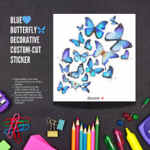 繊細な青い蝶の装飾シールシート