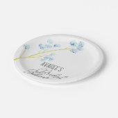 繊細な青い野の花 ブライダルシャワー ペーパープレート (アングル)