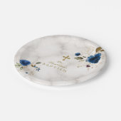 繊細な青い金ゴールド花金ゴールドクロスバプテスマ ペーパープレート (アングル)