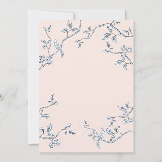 繊細な青と白のフランスのトイル日付を保存 招待状 (裏面)