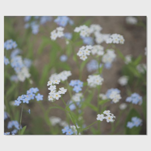 繊細な青と白の花柄 ラッピングペーパー (フラット)