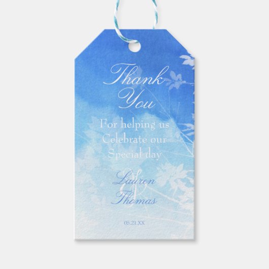 繊細な青の水色ありがとうギフトラベル ギフトタグ (正面)