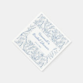 繊細な青の結婚式前祝い用ナプキン（名入れ可能） スタンダードカクテルナプキン (角)