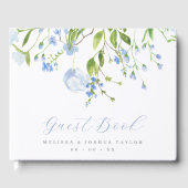 繊細な青の野生の花のスクリプト結婚ズ ゲストブック (正面)