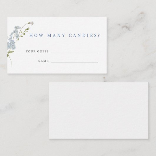 繊細な青フローラ赤ちゃんシャワー推理ゲーム エンクロージャーカード (正面/裏面)