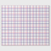 繊細な青紫ピンクのチェック柄 ラッピングペーパー (フラット)