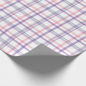 繊細な青紫ピンクのチェック柄 ラッピングペーパー (角)