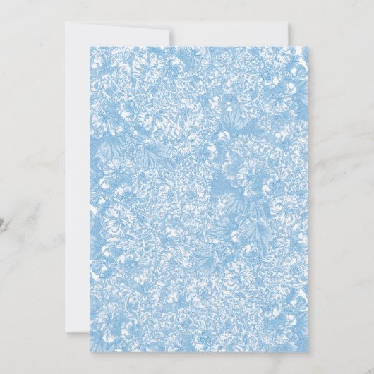 繊細な青結婚い花の弧 招待状 (裏面)
