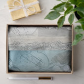 繊細な青色のヴィンテージインスパイアフローラ分離 薄葉紙 (ギフト)