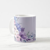 繊細な青、白、ピンク、紫の夏の開花 コーヒーマグカップ (正面左)
