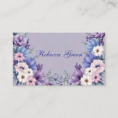 繊細な青、白、ピンク、紫の夏の開花 名刺 (正面)
