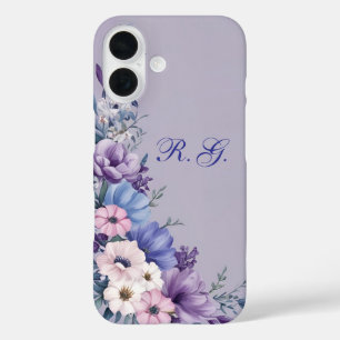 繊細な青、白、ピンク、紫の夏の開花 iPhone 16ケース