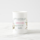 繊細な骨中国カリコキャットママ誕生日マグカップ ボーンチャイナマグカップ (正面)