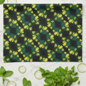 繊細な黄色のデイジー野生の花の抽象芸術パターン キッチンタオル (折り畳み)