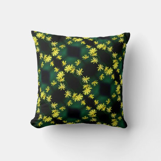 繊細な黄色のデイジー野生の花の抽象芸術パターン クッション (正面)