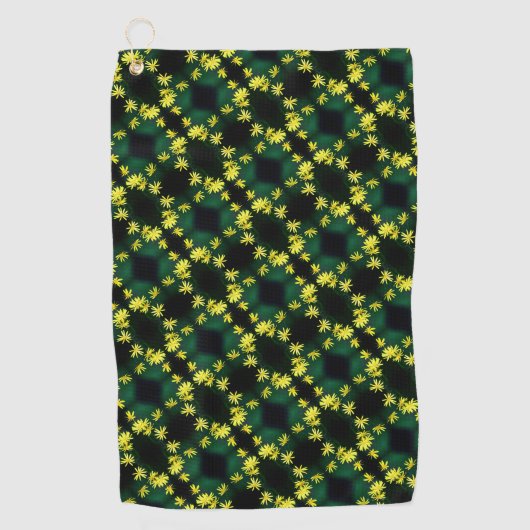 繊細な黄色のデイジー野生の花の抽象芸術パターン ゴルフタオル (正面)
