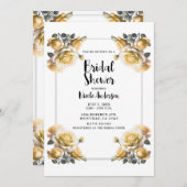 繊細な黄色のバラ シャビーシャワーの招待状 招待状 (正面/裏面)