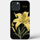 繊細な黄色のユリのモノグラム Case-Mate iPhoneケース (裏面)