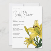 繊細な黄色のユリの花のブライズシャワー 招待状 (正面)