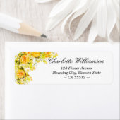 繊細な黄色のローズパステル花 ラベル (インサイチュ)