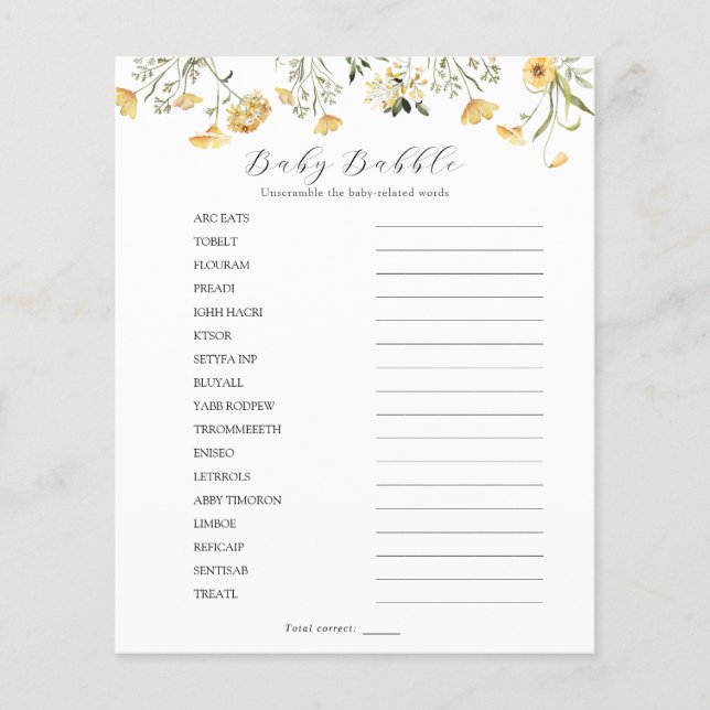 繊細な黄色のワイルドフラワーベビーバブルスクランブル (正面)