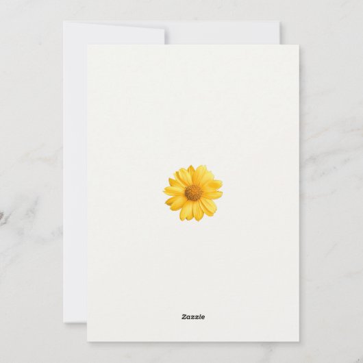 繊細な黄色の花と長い茎の誕生日、 シーズンカード (裏面)