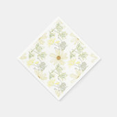 繊細な黄色の花と離れ スタンダードカクテルナプキン (角)