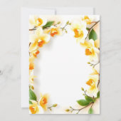 繊細な黄色の花のエレガントなリース ウェディング 招待状 (裏面)
