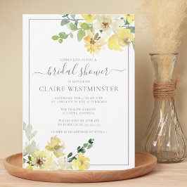 繊細な黄色の花のサマーガーデン ブライダルシャワー 招待状