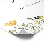 繊細な黄色の野の花カスタムテキストサイン ポスター (角)