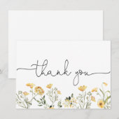 繊細な黄色の野の花感謝カード サンキューカード (正面/裏面)