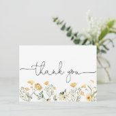繊細な黄色の野の花感謝カード サンキューカード (スタンド正面)