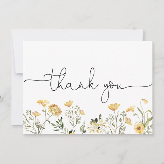 繊細な黄色の野の花感謝カード サンキューカード (正面)