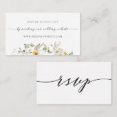 繊細な黄色の野の花 ウェディング オンライン返信 エンクロージャーカード (正面/裏面)