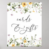 繊細な黄色の野花のカードとギフトサイン ポスター (正面)
