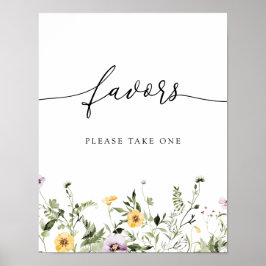 繊細な黄色の野花の好意サイン ポスター